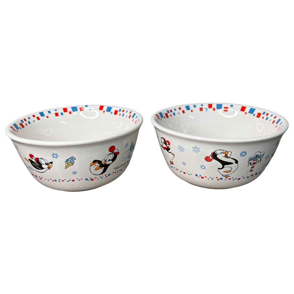 Vintage Chilly Willy Penguin 5" Ice Cream Bowls, Universal Studios Lot Of 2